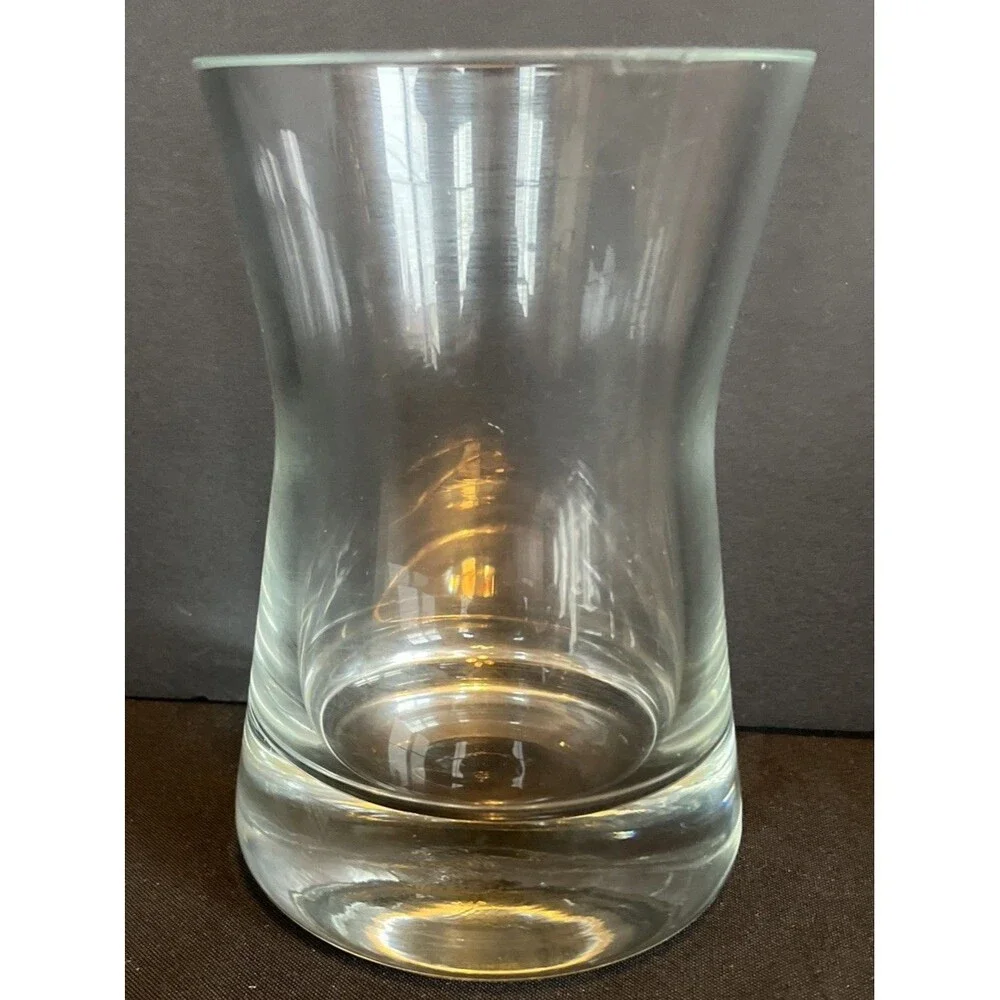 Elegant VTG Lead Crystal Vase with Hour Clock Look Heavy Thick Glass 6.5”X4.25”